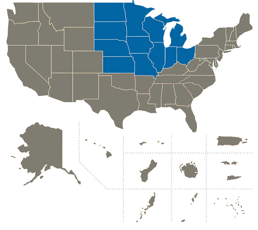 map, North Central, IPM, United States