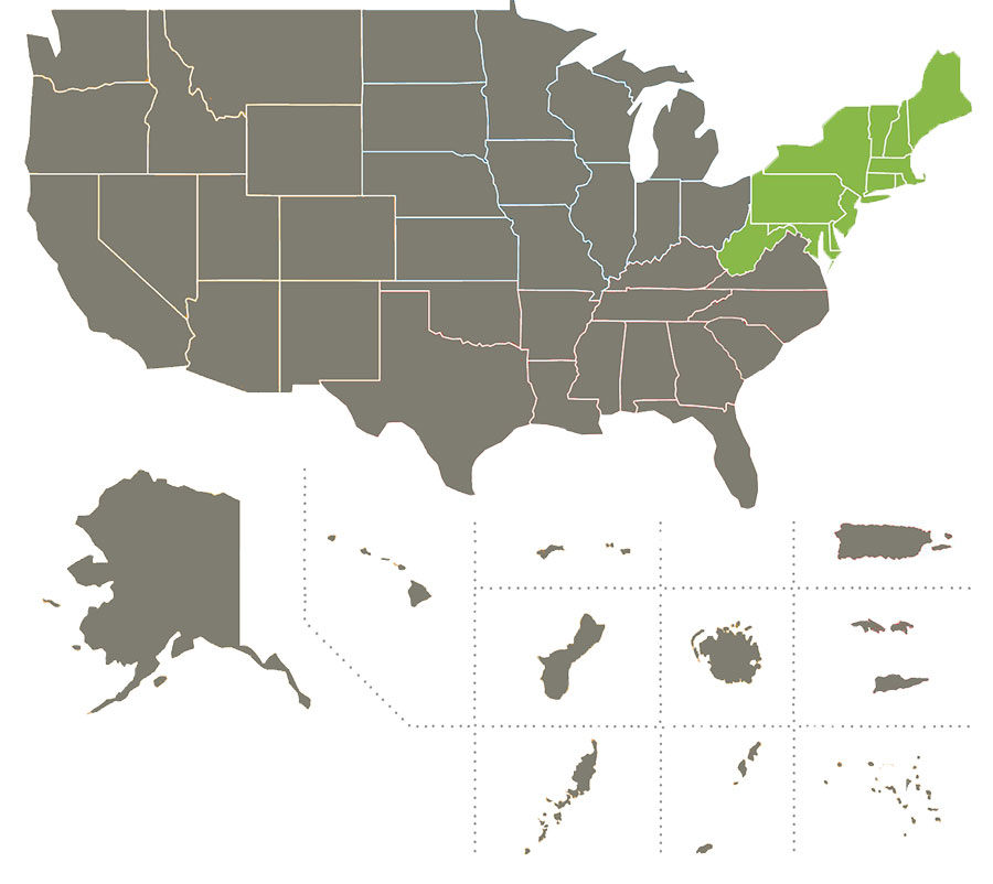 map, North East, IPM, United States