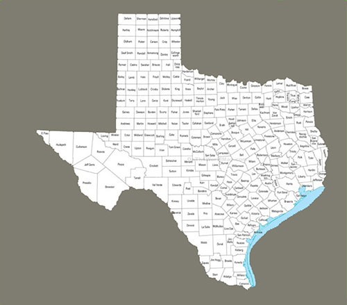 Texas, counties, map